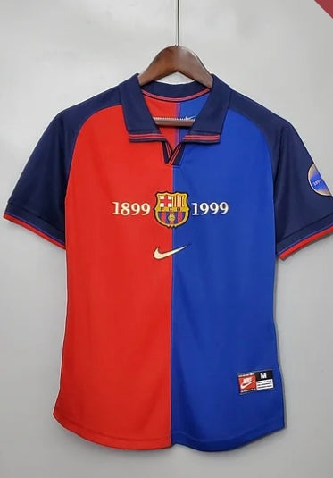 1999/2000 Retro Barcelona home 100th Anniversary version football  shirt
