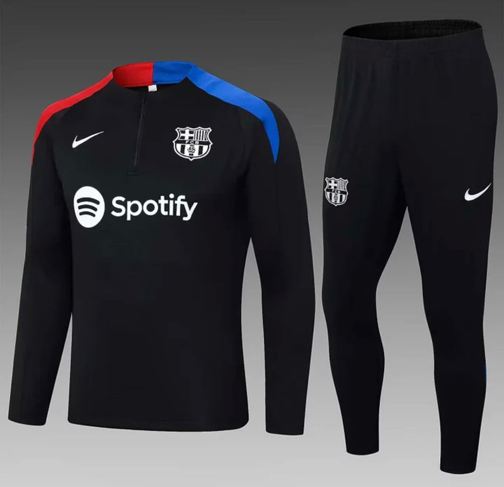 2024/2025 Barcelona Half-Pull Training Suit Black Jersey Set