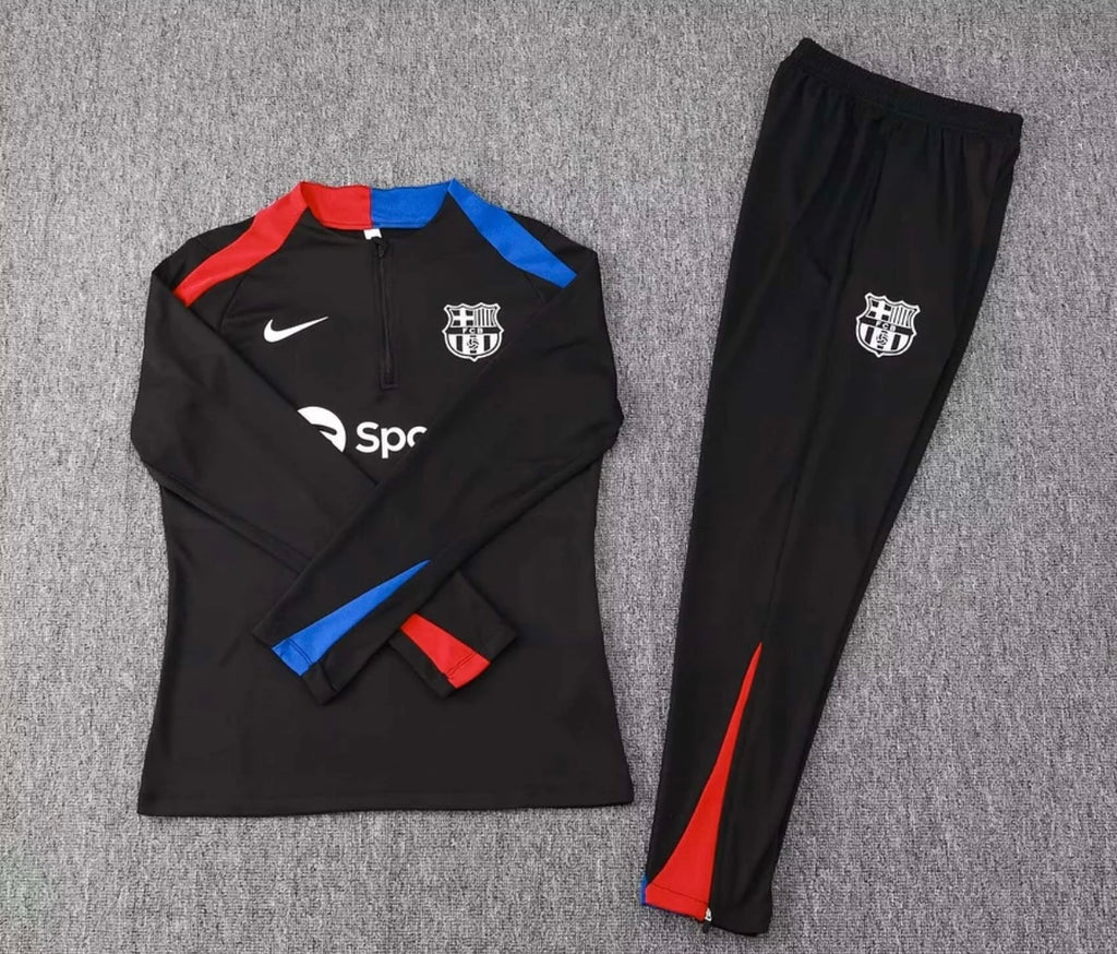 2024/2025 Barcelona Half-Pull Training Suit Black Jersey Set