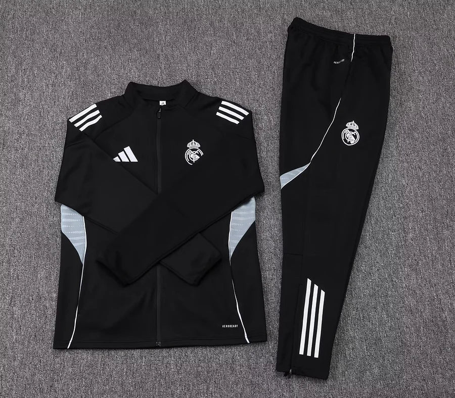 2025/2026 Real Madrid Long Zipped Jacket Black Football Shirt Set