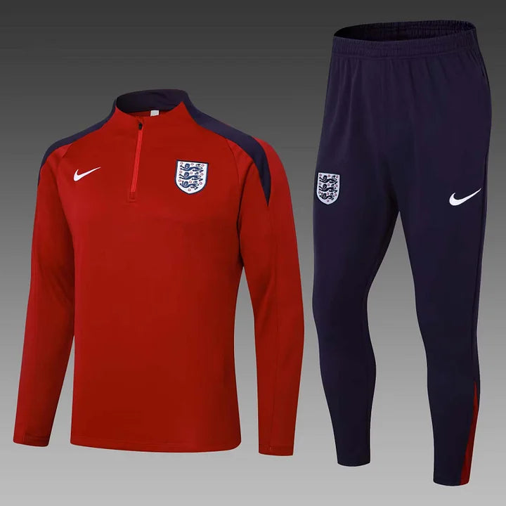 2024 England Half-Pull Training Suit Date red Soccer Jersey Set