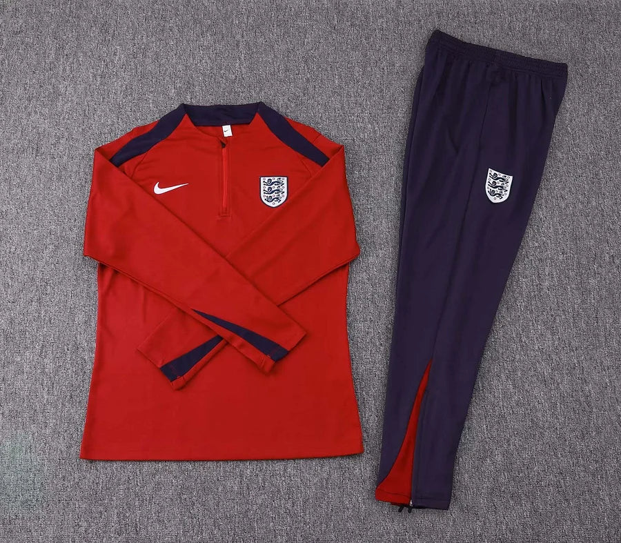 2024 England Half-Pull Training Suit Date red Soccer Jersey Set