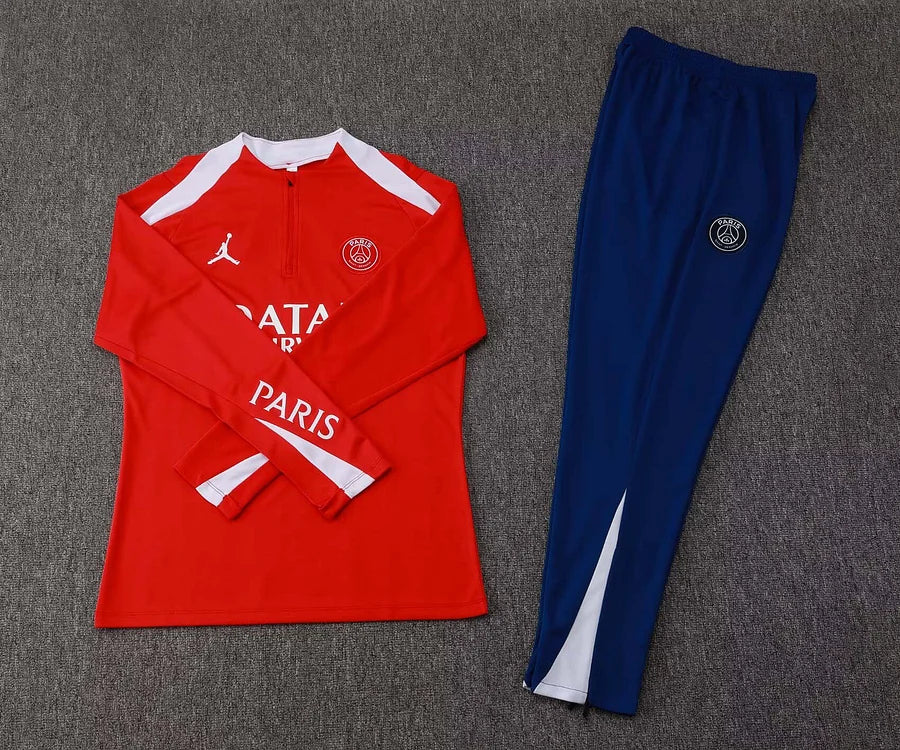 2025/2026 Psg Paris Saint-Germain Half-Pull Training Suit Red Football Shirt 1:1 Thai Quality Set