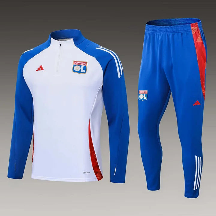 2024/2025 Lyon Half-Pull Training Suit White Football Shirt Set